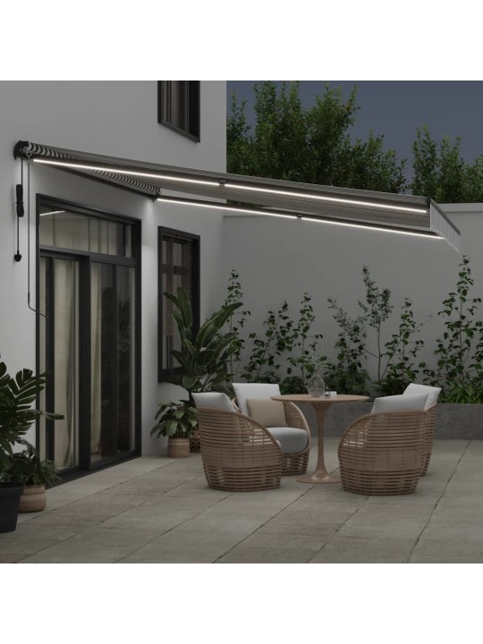 Automatická zatahovací markýza s LED antracit a bílá 400x300 cm