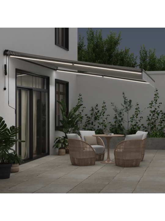 Automatická zatahovací markýza s LED antracit a bílá 450x300 cm