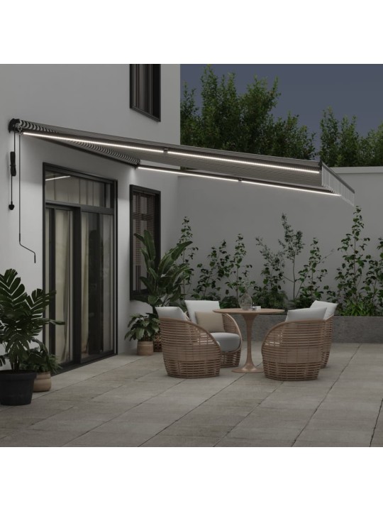 Automatická zatahovací markýza s LED antracit a bílá 500x300 cm