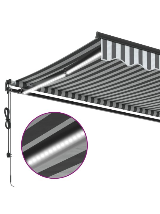 Automatická zatahovací markýza s LED antracit a bílá 500x300 cm