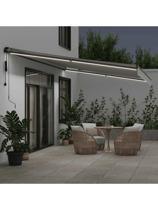 Automatická zatahovací markýza s LED antracit a bílá 600x300 cm