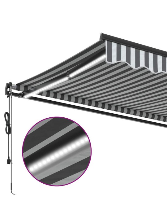 Automatická zatahovací markýza s LED antracit a bílá 600x300 cm