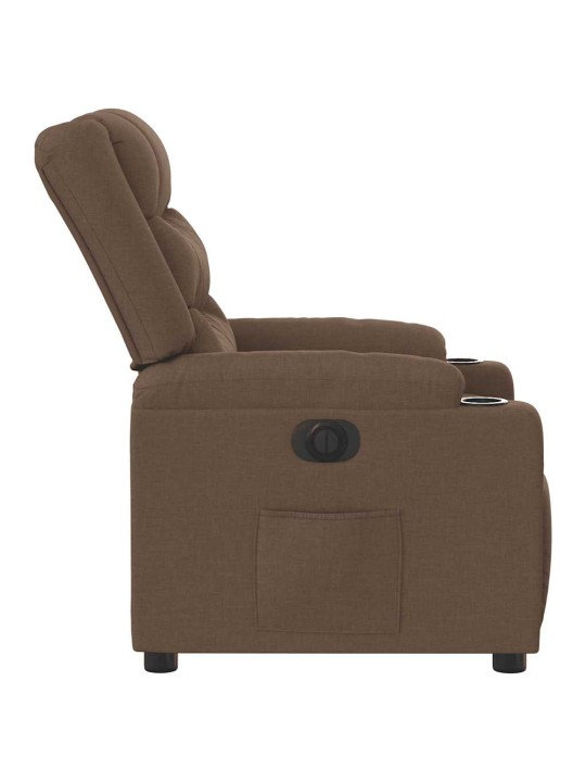 Elektrické polohovací křeslo hnědé textil