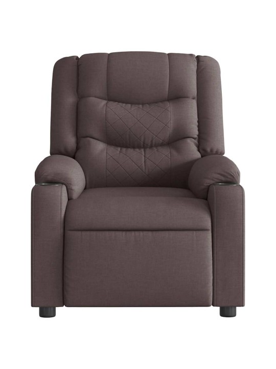 Elektrické polohovací křeslo tmavě hnědé textil