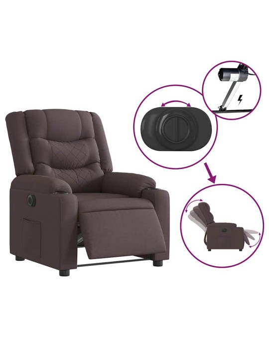 Elektrické polohovací křeslo tmavě hnědé textil