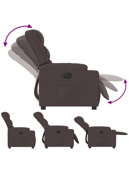 Elektrické polohovací křeslo tmavě hnědé textil