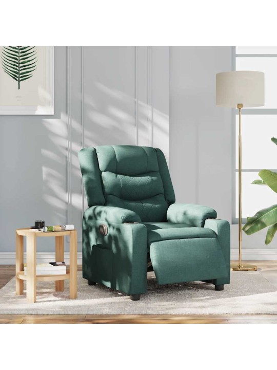 Elektrické polohovací křeslo tmavě zelené textil