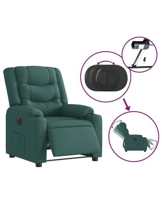 Elektrické polohovací křeslo tmavě zelené textil