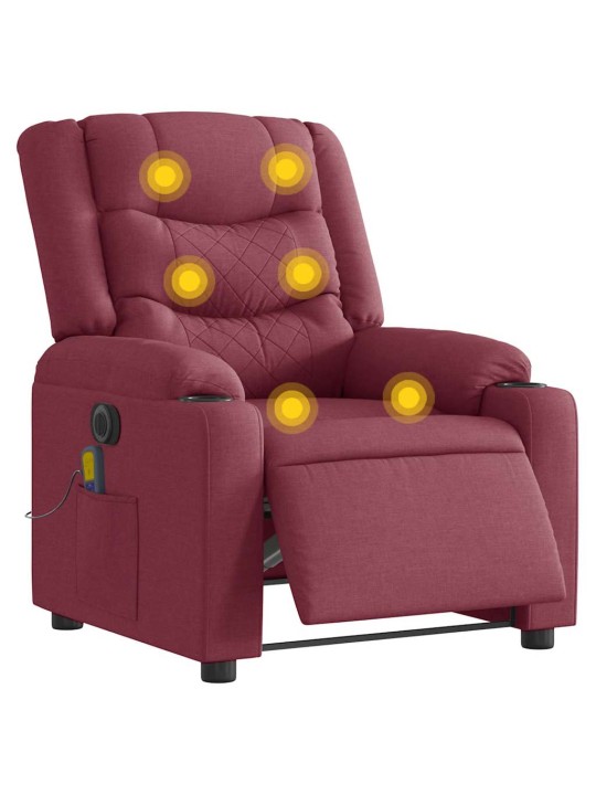 Elektrické masážní polohovací křeslo vínové textil