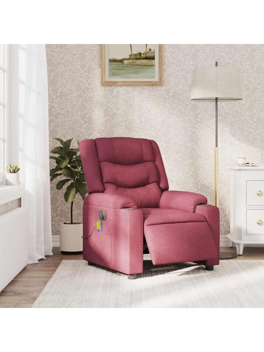Elektrické masážní polohovací křeslo vínové textil