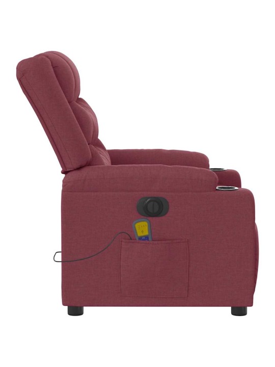 Elektrické masážní polohovací křeslo vínové textil
