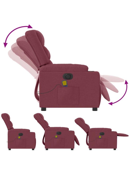 Elektrické masážní polohovací křeslo vínové textil