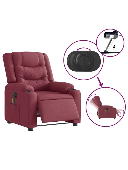 Elektrické masážní polohovací křeslo vínové textil