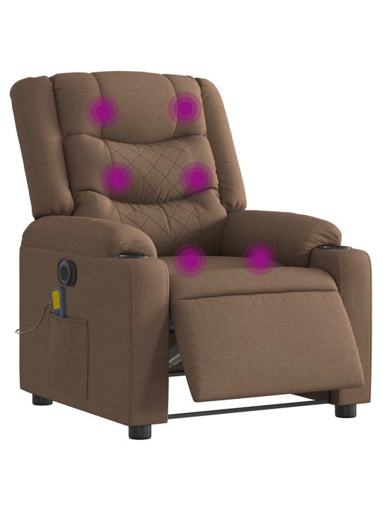 Elektrické masážní polohovací křeslo hnědé textil
