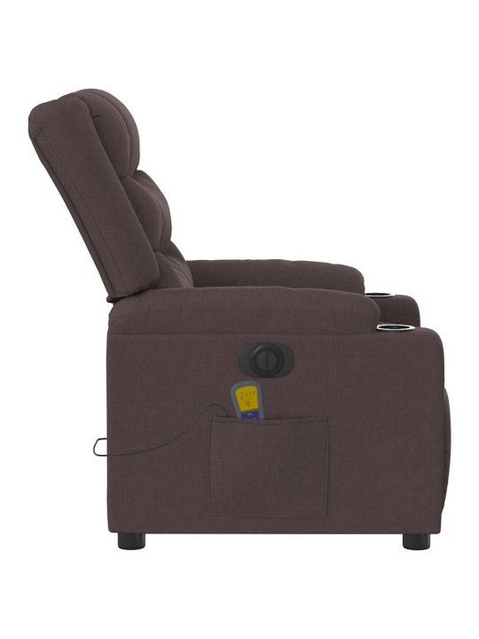 Elektrické masážní polohovací křeslo tmavě hnědé textil