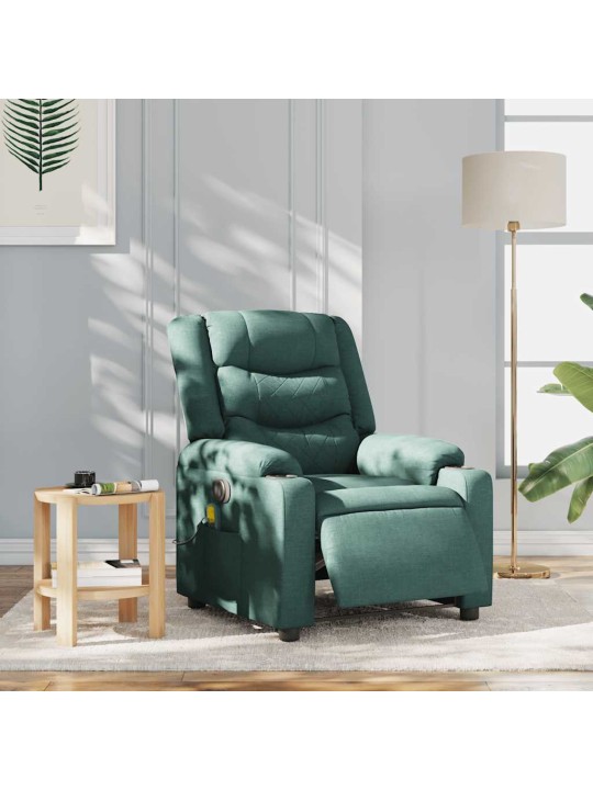 Elektrické masážní polohovací křeslo tmavě zelené textil
