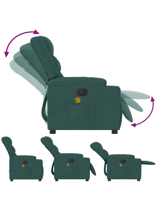 Elektrické masážní polohovací křeslo tmavě zelené textil