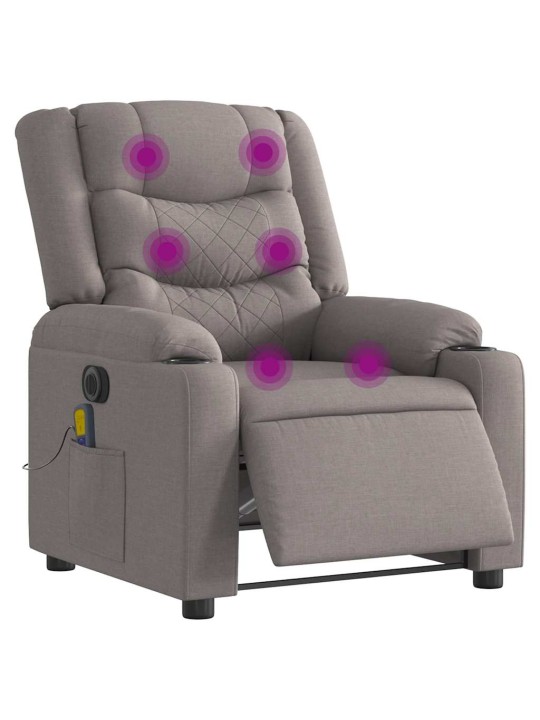 Elektrické masážní polohovací křeslo taupe textil