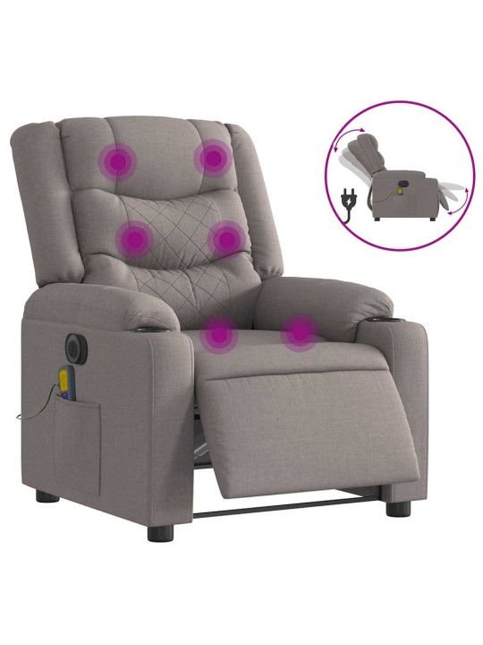Elektrické masážní polohovací křeslo taupe textil