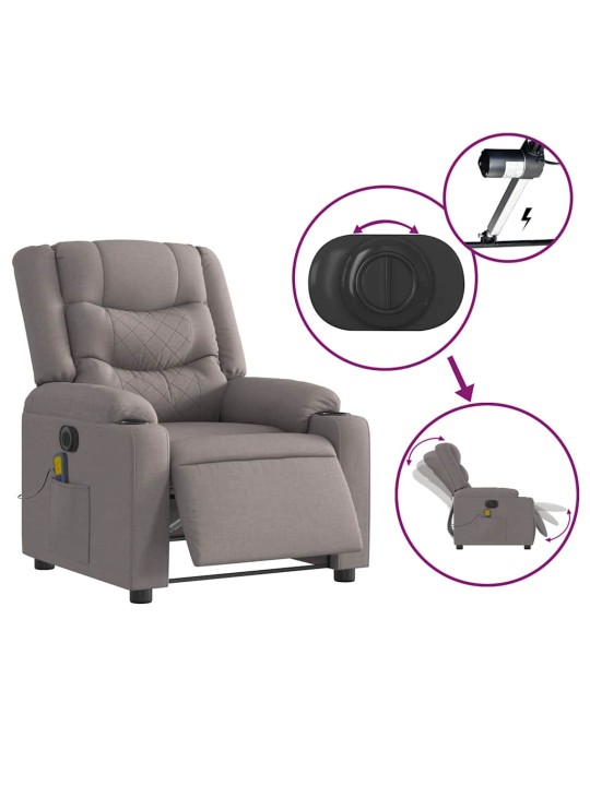 Elektrické masážní polohovací křeslo taupe textil