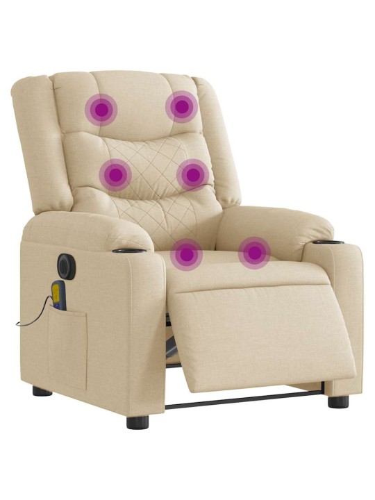 Elektrické masážní polohovací křeslo krémové textil