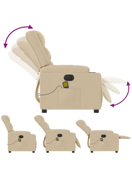 Elektrické masážní polohovací křeslo krémové textil