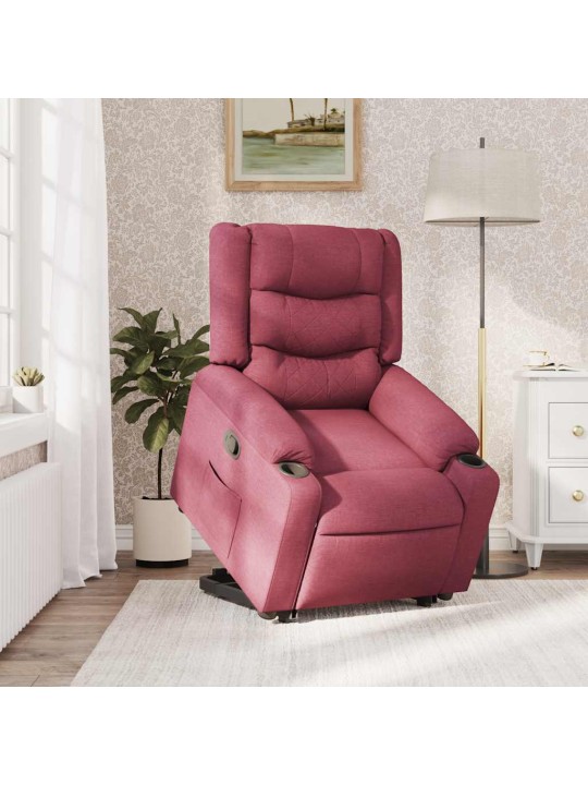 Zvedací polohovací křeslo vínové textil