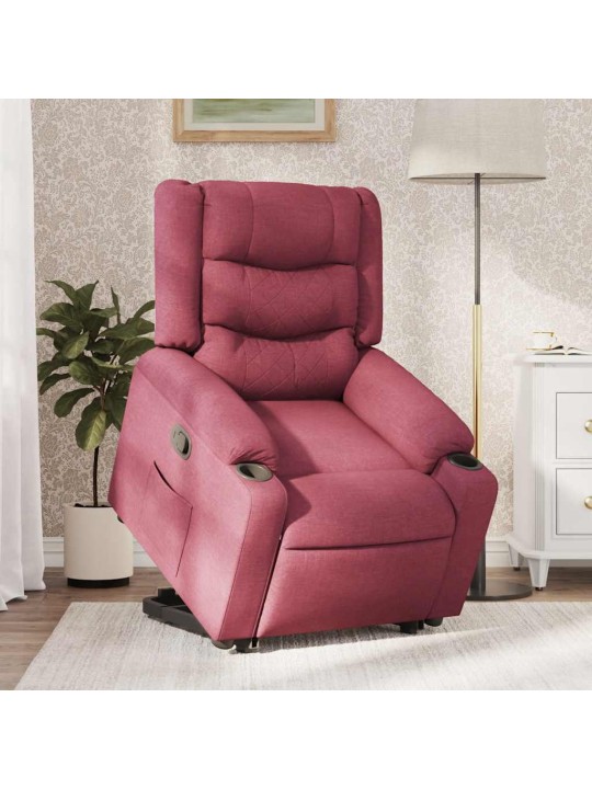 Zvedací polohovací křeslo vínové textil