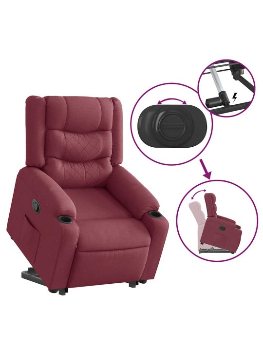 Zvedací polohovací křeslo vínové textil