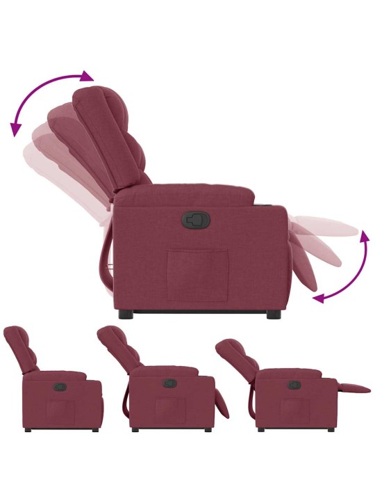 Zvedací polohovací křeslo vínové textil