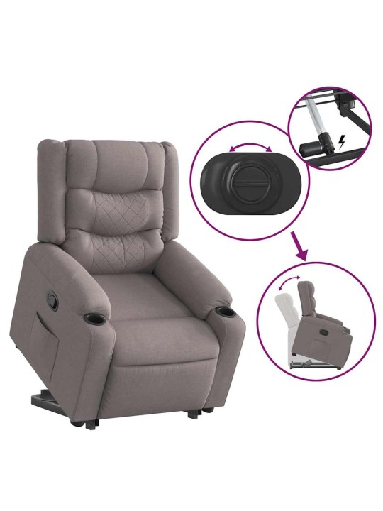 Zvedací polohovací křeslo taupe textil