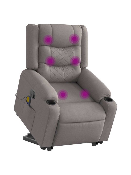 Zvedací masážní polohovací křeslo taupe textil