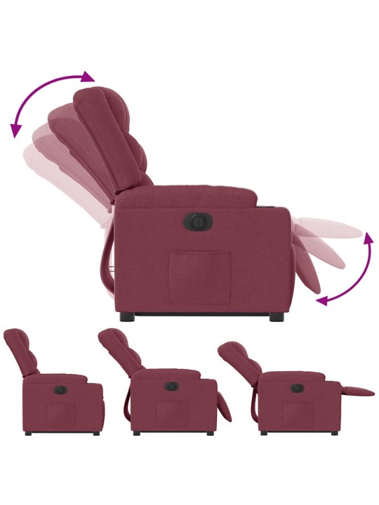 Elektrické zvedací polohovací křeslo vínové textil