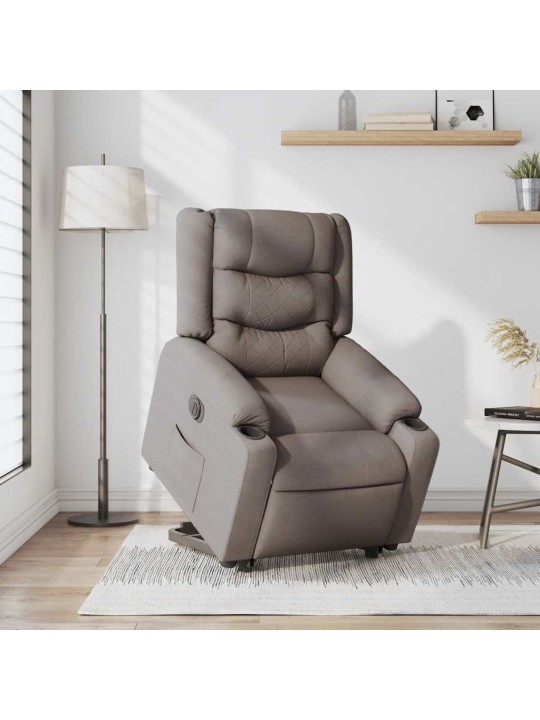 Elektrické zvedací polohovací křeslo taupe textil