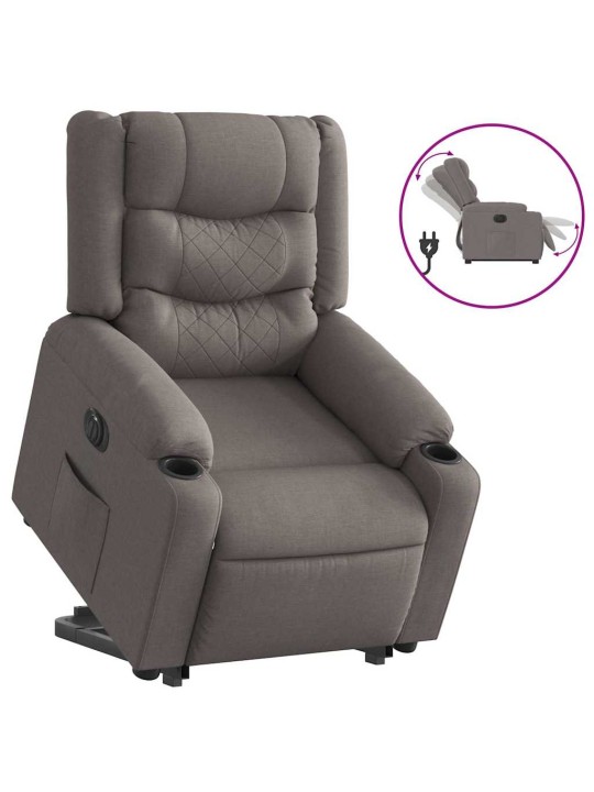 Elektrické zvedací polohovací křeslo taupe textil