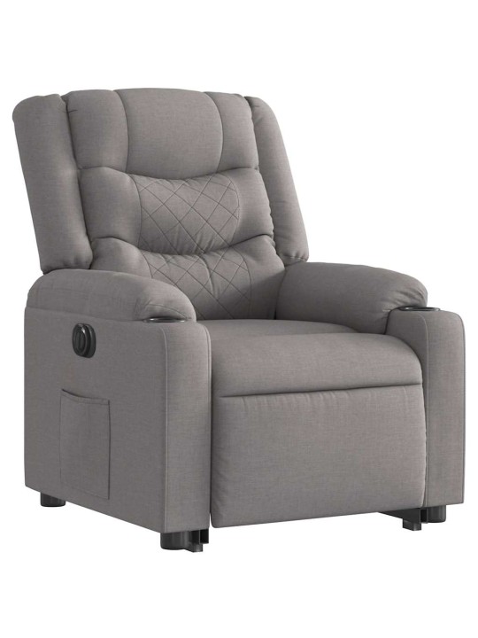 Elektrické zvedací polohovací křeslo taupe textil
