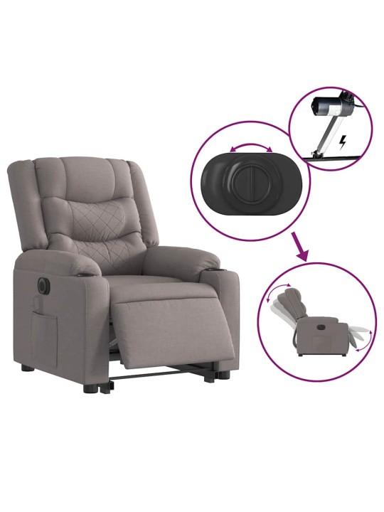 Elektrické zvedací polohovací křeslo taupe textil