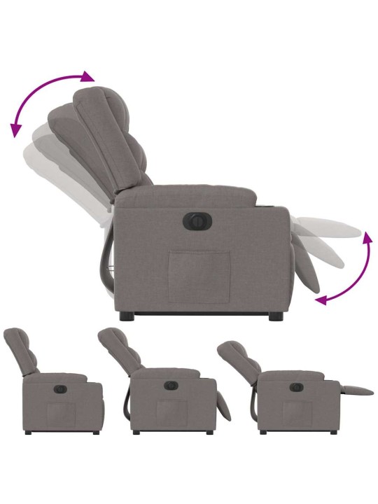 Elektrické zvedací polohovací křeslo taupe textil