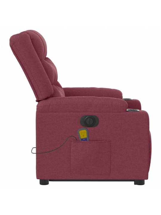 Elektrické zvedací masážní polohovací křeslo vínové textil
