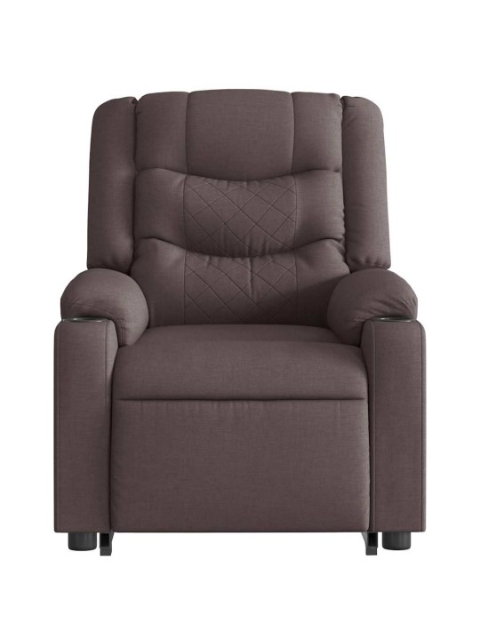 Elektrické zvedací masážní polohovací křeslo tmavě hnědé textil