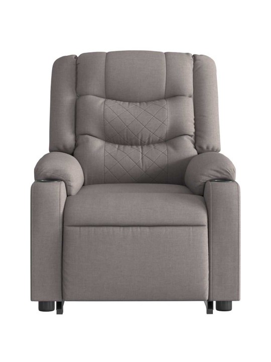 Elektrické zvedací masážní polohovací křeslo taupe textil