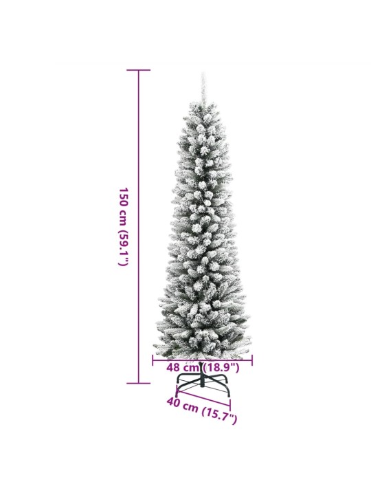 Umělý úzký vánoční stromek zasněžený 150 cm PVC a PE