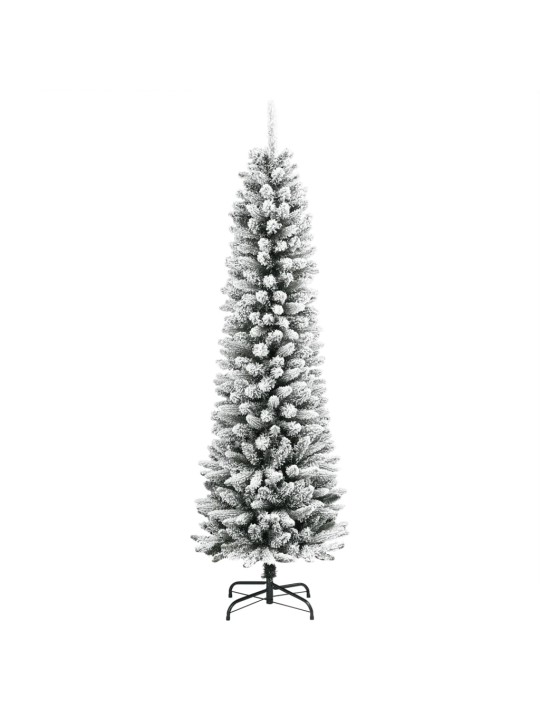 Umělý úzký vánoční stromek zasněžený 210 cm PVC a PE