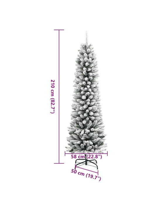 Umělý úzký vánoční stromek zasněžený 210 cm PVC a PE
