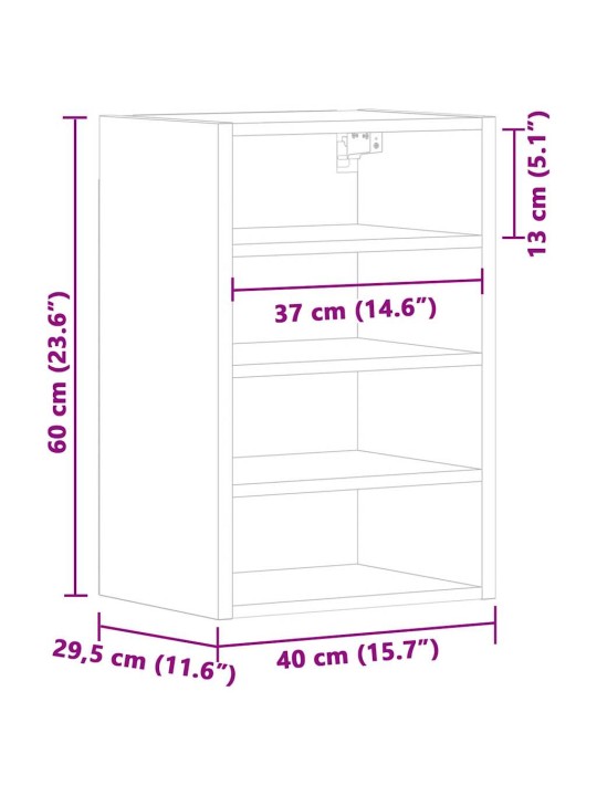 Horní skříňka kouřový dub 40x29,5x60 cm dřevotříska
