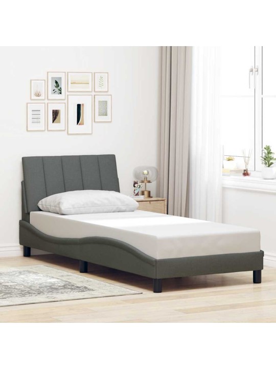 Rám postele bez matrace tmavě šedý 90 x 200 cm textil