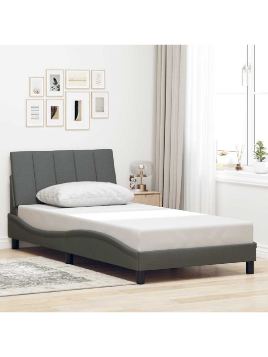 Rám postele bez matrace tmavě šedá 100 x 200 cm textil
