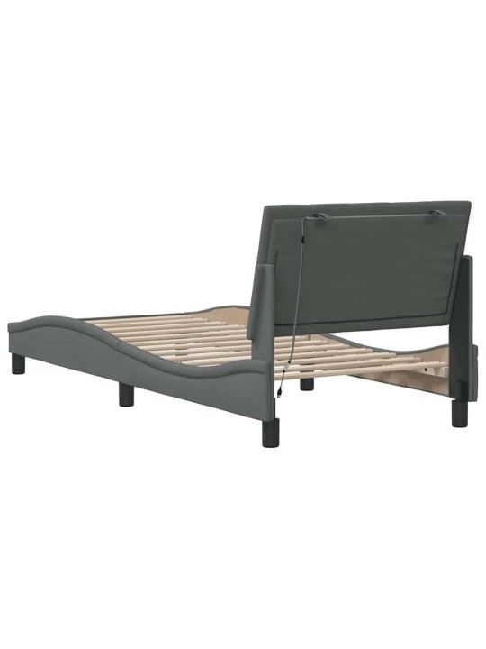 Rám postele bez matrace tmavě šedá 80 x 200 cm textil