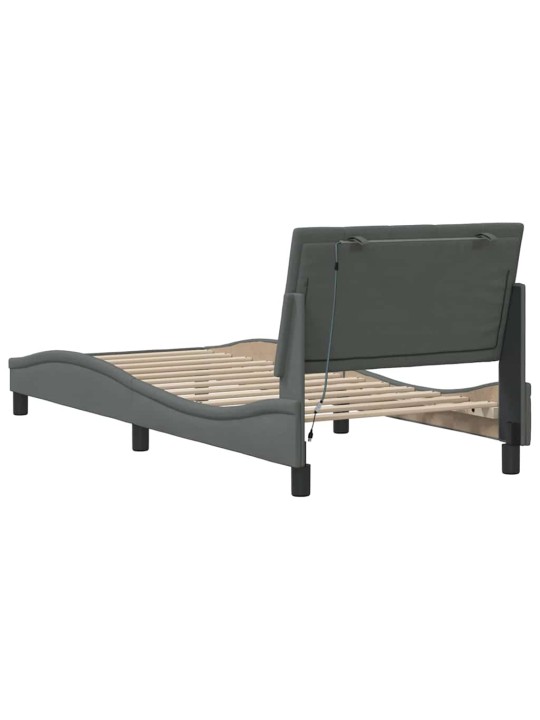 Rám postele bez matrace tmavě šedá 90 x 190 cm textil