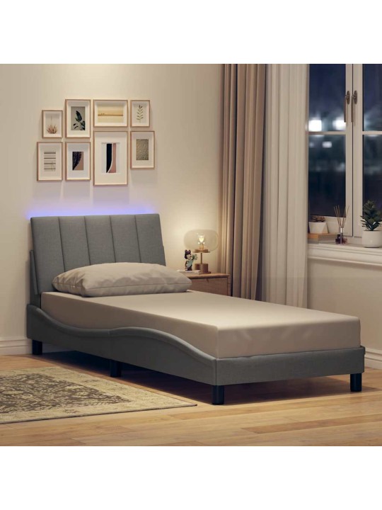 Rám postele bez matrace světle šedý 90 x 200 cm textil